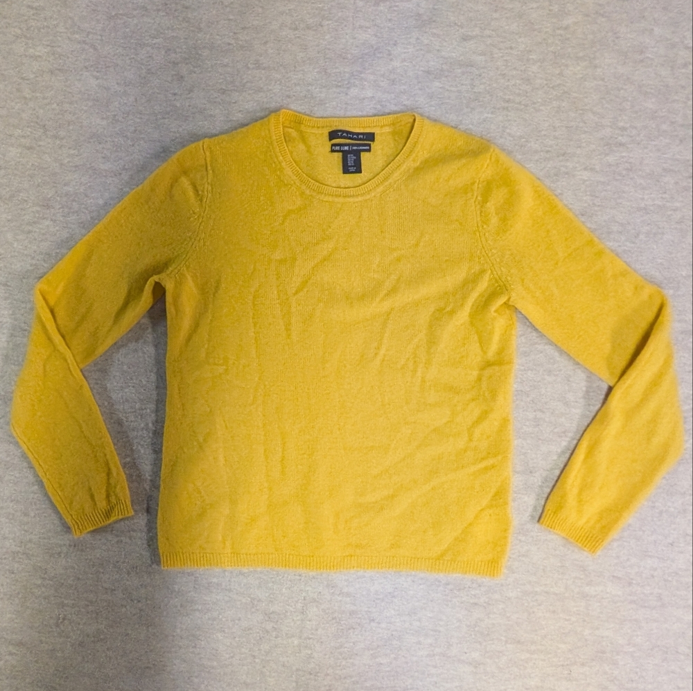 Cashmere Goldrenrod Light Mustard So Soft Pull Over Sweater Tahari Size Med